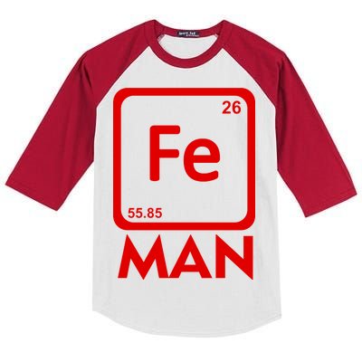 Iron Science Funny Chemistry Fe Periodic Table  Kids Colorblock Raglan Jersey