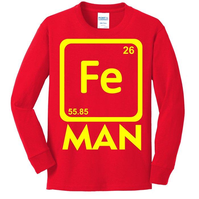 Iron Science Funny Chemistry Fe Periodic Table  Kids Long Sleeve Shirt