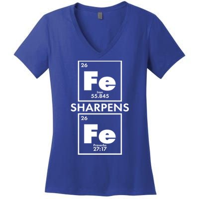 IRON Sharpens IRON Proverbs 27:17 Women's V-Neck T-Shirt