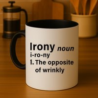 Irony Definition The Opposite Of Wrinkly Mug