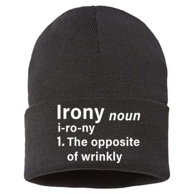 Irony Definition The Opposite Of Wrinkly Sustainable Knit Beanie