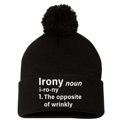 Irony Definition The Opposite Of Wrinkly Pom Pom 12in Knit Beanie