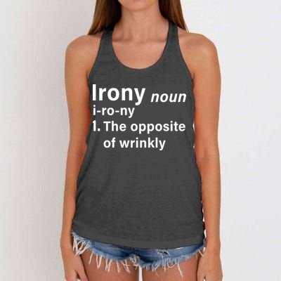 Irony Definition The Opposite Of Wrinkly Women's Knotted Racerback Tank