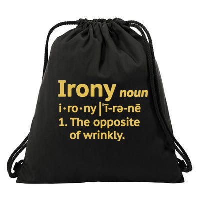 Irony Funny Definition Opposite Of Wrinkly  Drawstring Bag