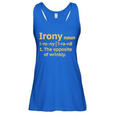 Irony Funny Definition Opposite Of Wrinkly  Ladies Essential Flowy Tank