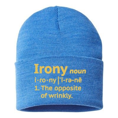 Irony Funny Definition Opposite Of Wrinkly  Sustainable Knit Beanie