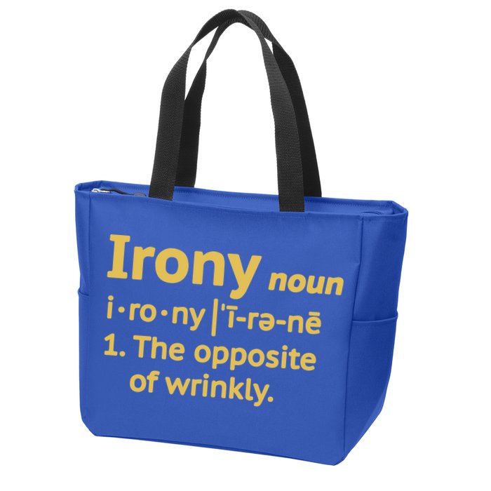 Irony Funny Definition Opposite Of Wrinkly  Zip Tote Bag
