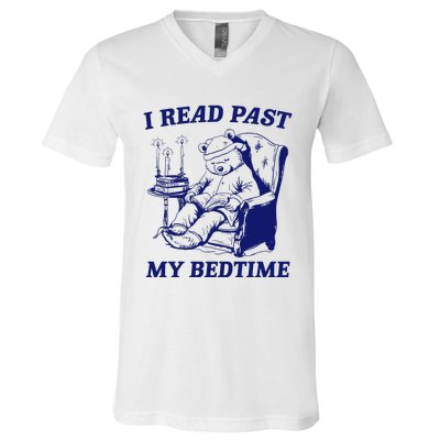 I Read Past My Bedtime Retro V-Neck T-Shirt