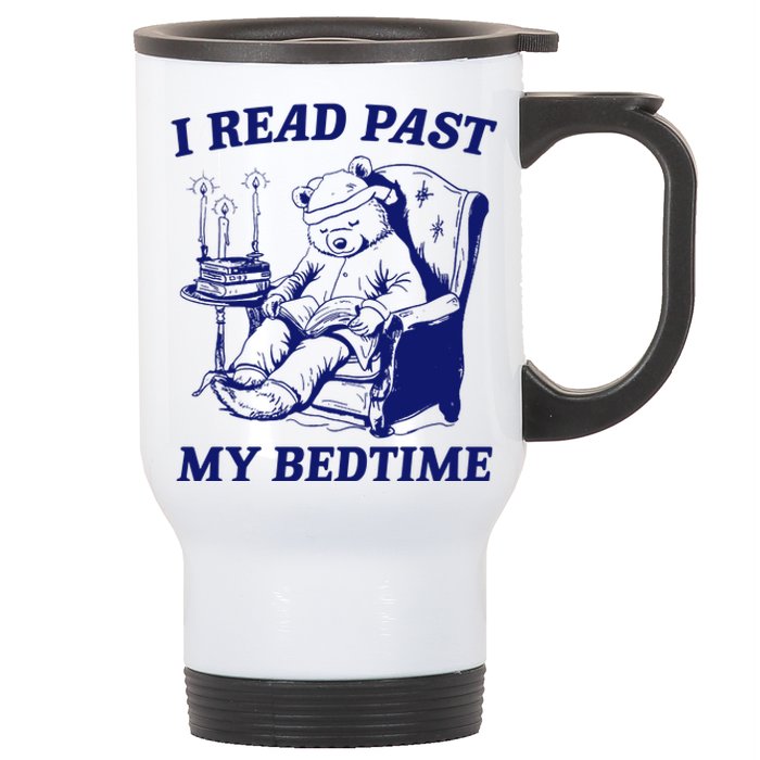 I Read Past My Bedtime Retro Stainless Steel Travel Mug