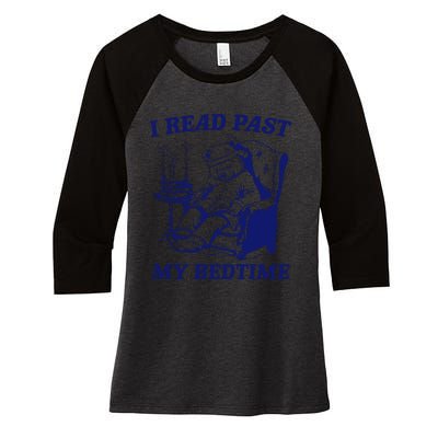 I Read Past My Bedtime Retro Women's Tri-Blend 3/4-Sleeve Raglan Shirt