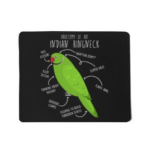 Indian Ringneck Parrot Anatomy Funny Cute Pet Green Bird Mom Mousepad