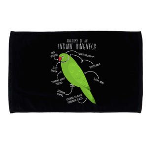 Indian Ringneck Parrot Anatomy Funny Cute Pet Green Bird Mom Microfiber Hand Towel