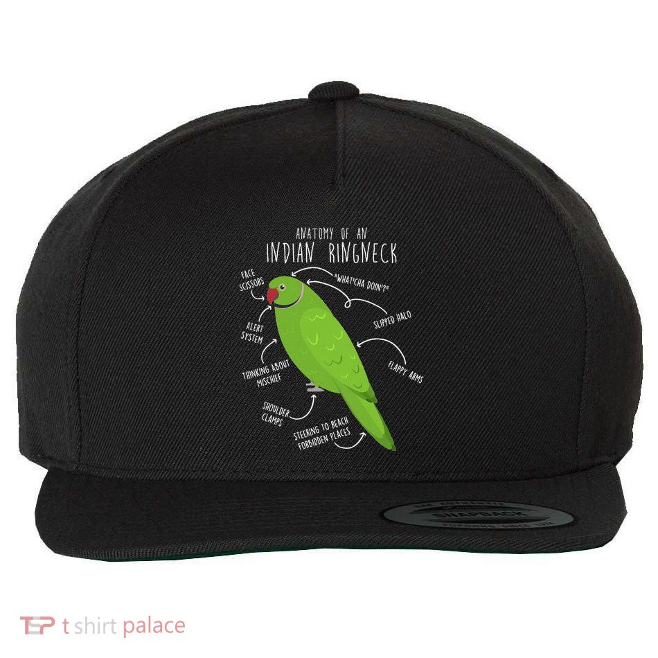 Indian Ringneck Parrot Anatomy Funny Cute Pet Green Bird Mom Wool Snapback Cap