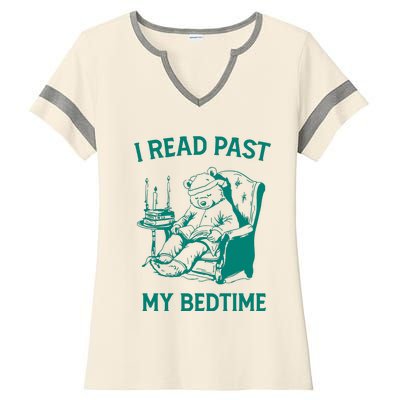 I Read Past My Bedtime Retro Ladies Halftime Notch Neck Tee