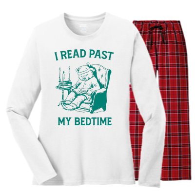 I Read Past My Bedtime Retro Women's Long Sleeve Flannel Pajama Set 