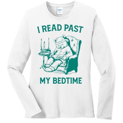 I Read Past My Bedtime Retro Ladies Long Sleeve Shirt