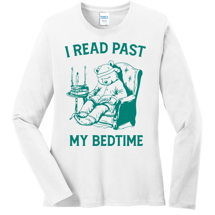 I Read Past My Bedtime Retro Ladies Long Sleeve Shirt