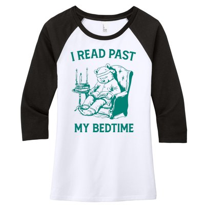 I Read Past My Bedtime Retro Women's Tri-Blend 3/4-Sleeve Raglan Shirt