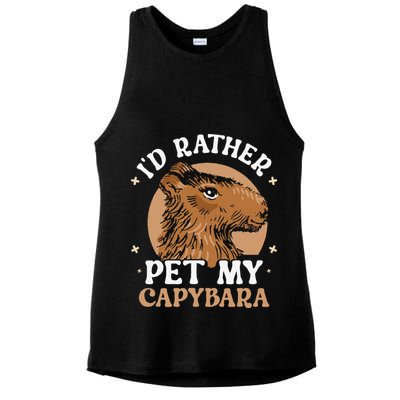 I'd Rather Pet My Capybara Animal Capybaras Rodent Lover Ladies PosiCharge Tri-Blend Wicking Tank