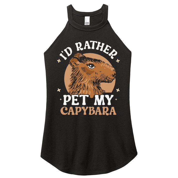 I'd Rather Pet My Capybara Animal Capybaras Rodent Lover Women's Perfect Tri Rocker Tank