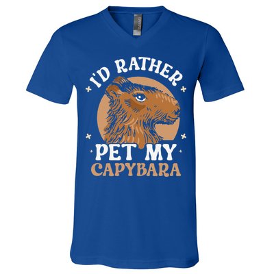 I'd Rather Pet My Capybara Animal Capybaras Rodent Lover V-Neck T-Shirt