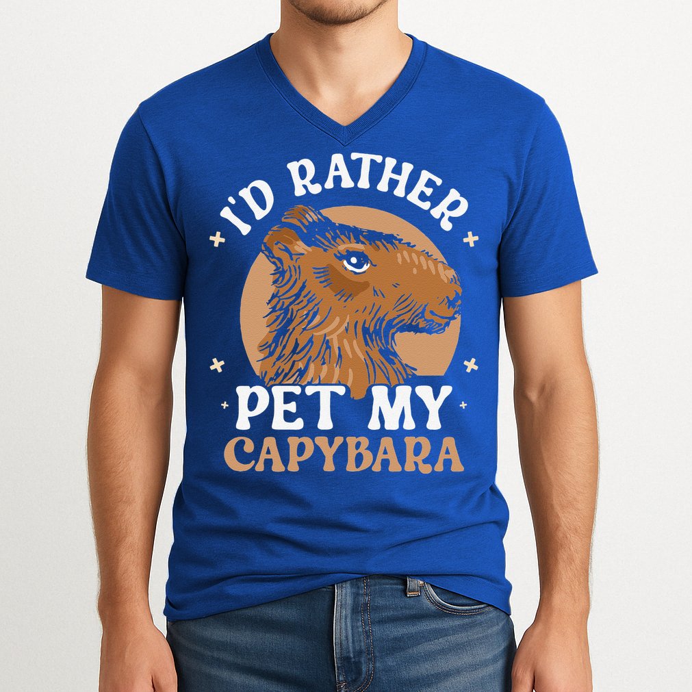 I'd Rather Pet My Capybara Animal Capybaras Rodent Lover V-Neck T-Shirt