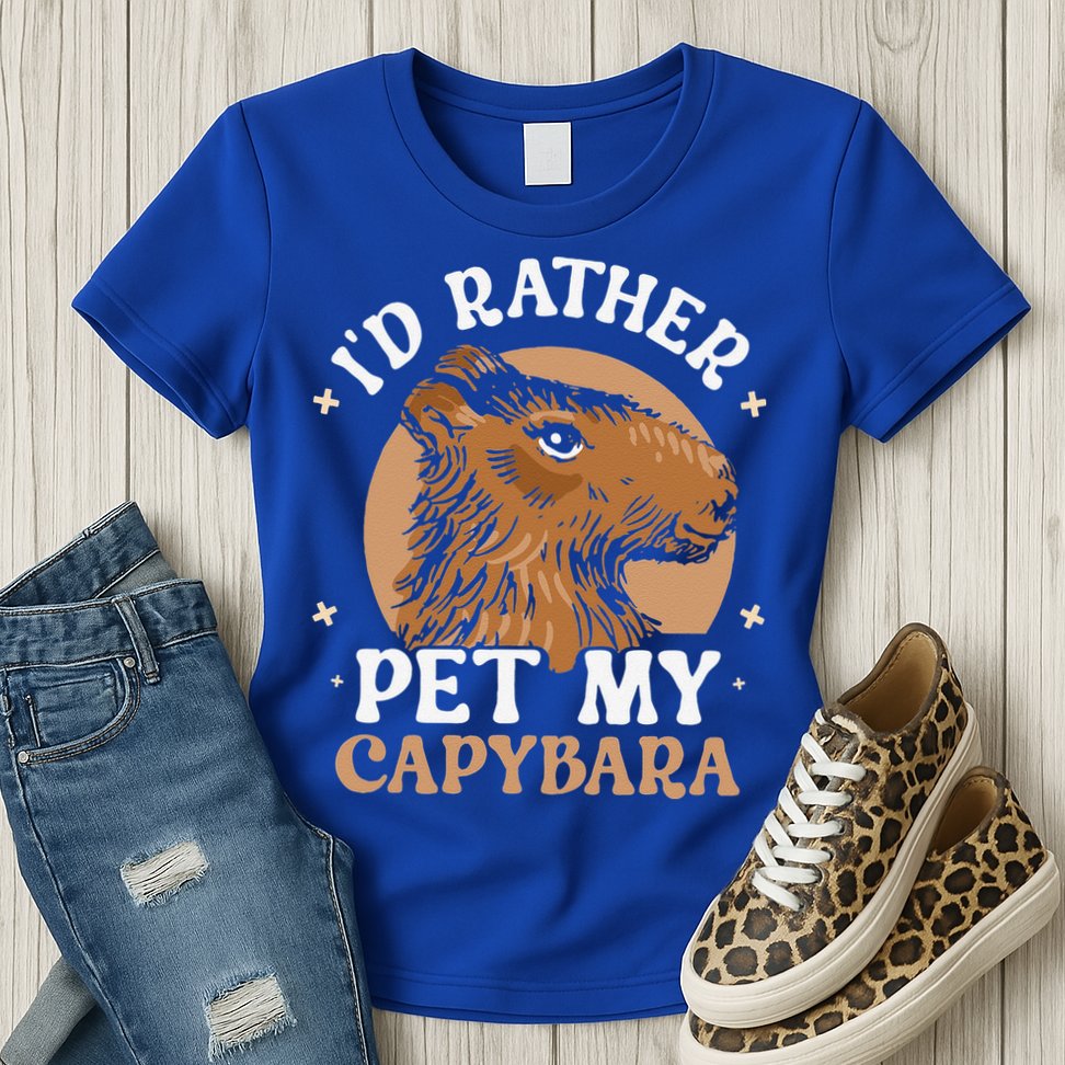 I'd Rather Pet My Capybara Animal Capybaras Rodent Lover Womens T-Shirt