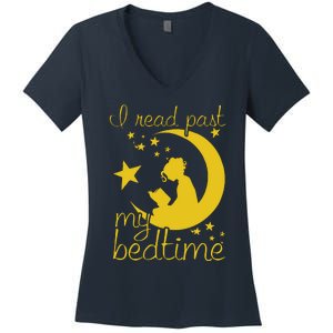 I Read Past My Bedtime Lover Funny Reading Gift Women's V-Neck T-Shirt