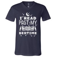 I Read Past My Bedtime Funny Book Lover Bookworm Librarian V-Neck T-Shirt