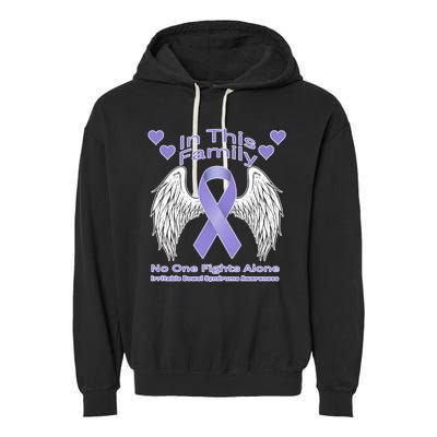 Irritable Bowel Syndrome Awareness Angle Wings No Fights Alone Garment-Dyed Fleece Hoodie