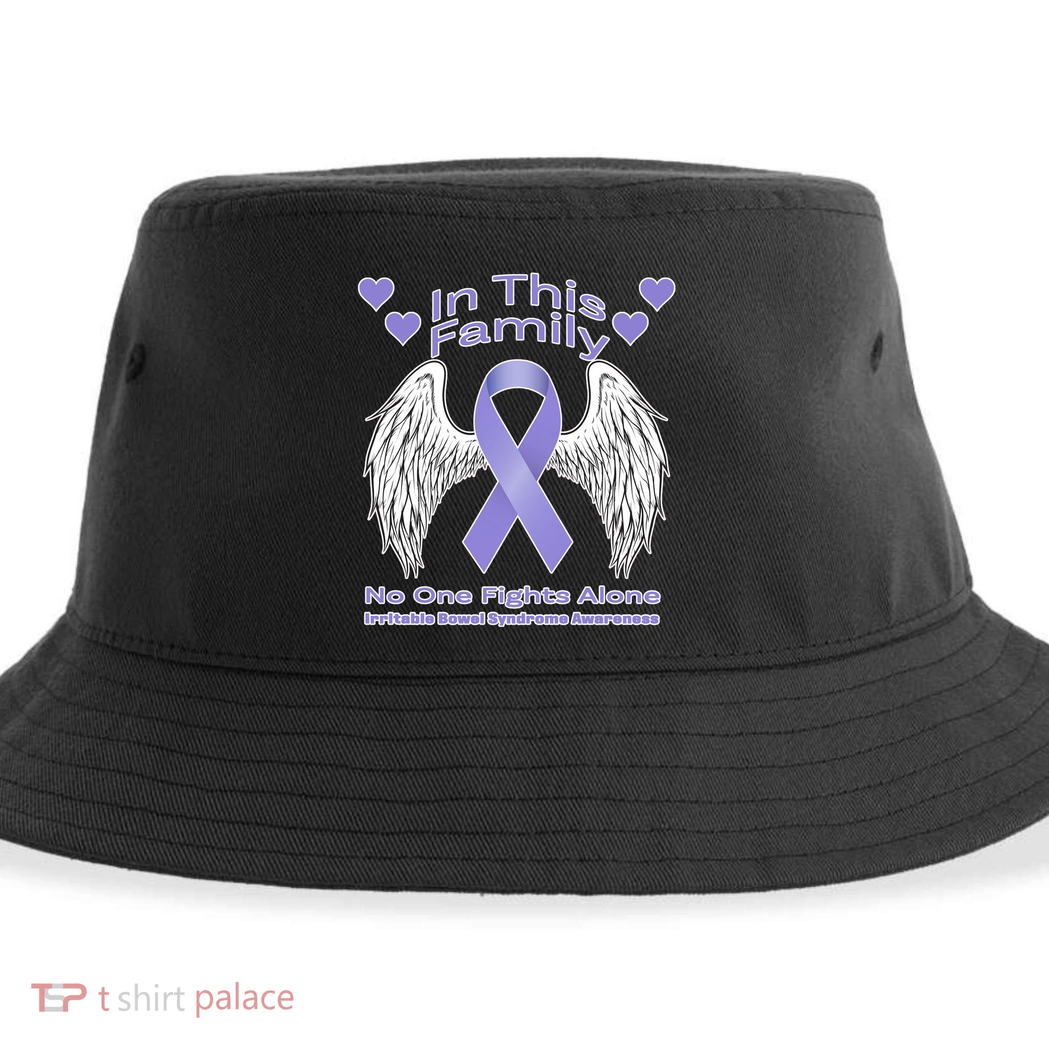 Irritable Bowel Syndrome Awareness Angle Wings No Fights Alone Sustainable Bucket Hat