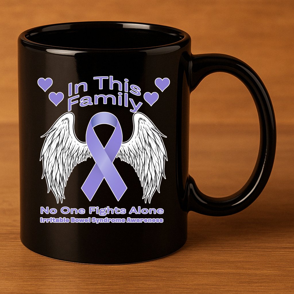 Irritable Bowel Syndrome Awareness Angle Wings No Fights Alone 11oz C Handle Ceramic Mug