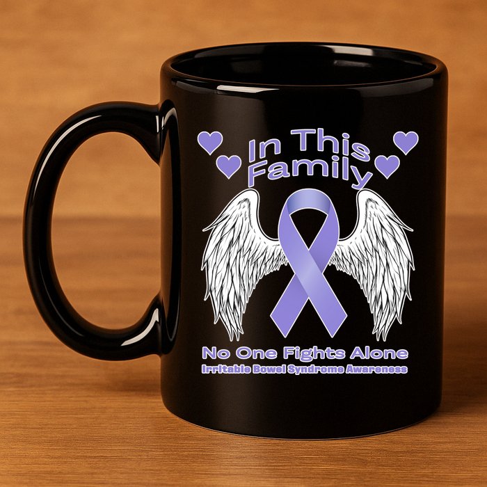 Irritable Bowel Syndrome Awareness Angle Wings No Fights Alone 11oz C Handle Ceramic Mug