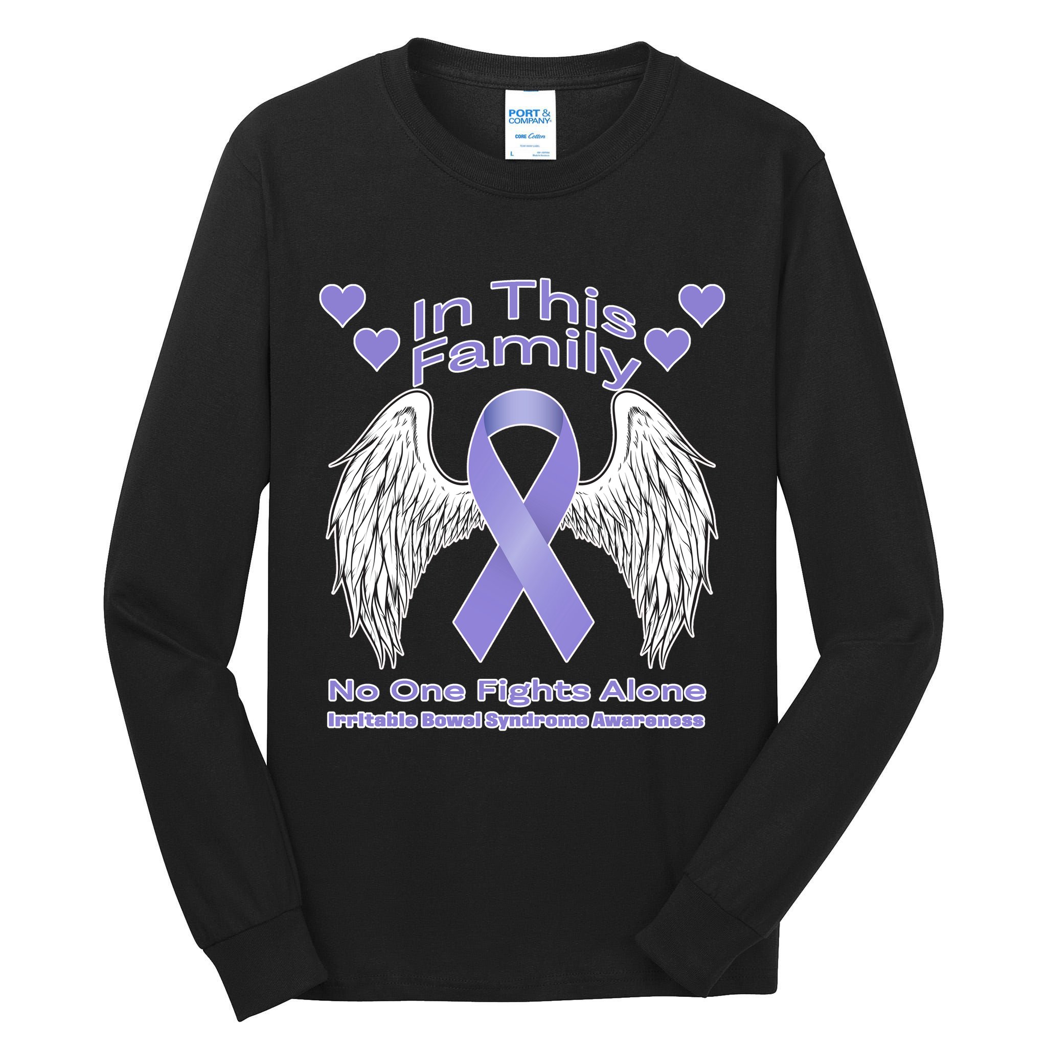 Irritable Bowel Syndrome Awareness Angle Wings No Fights Alone Tall Long Sleeve T-Shirt