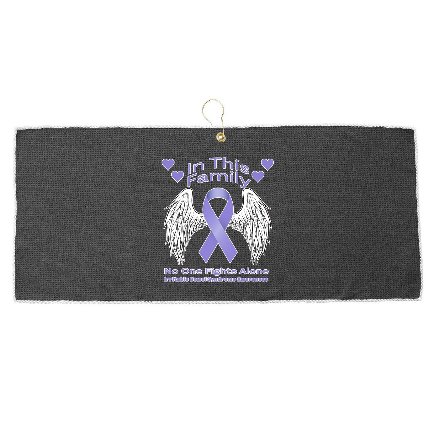 Irritable Bowel Syndrome Awareness Angle Wings No Fights Alone Large Microfiber Waffle Golf Towel