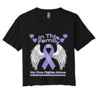 Irritable Bowel Syndrome Awareness Angle Wings No Fights Alone Women's Crop Top Tee