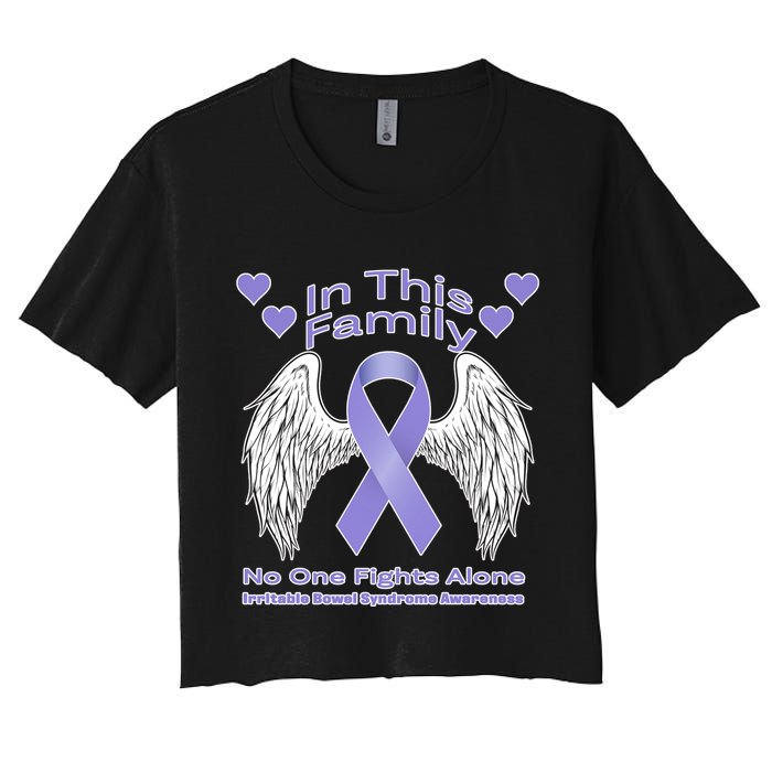 Irritable Bowel Syndrome Awareness Angle Wings No Fights Alone Women's Crop Top Tee