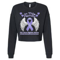 Irritable Bowel Syndrome Awareness Angle Wings No Fights Alone Cropped Pullover Crew