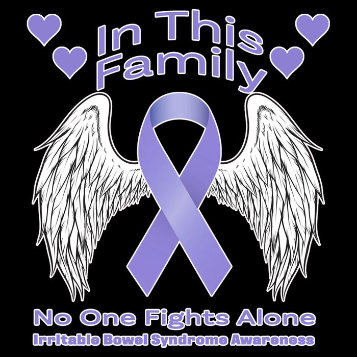 Irritable Bowel Syndrome Awareness Angle Wings No Fights Alone Cropped Pullover Crew