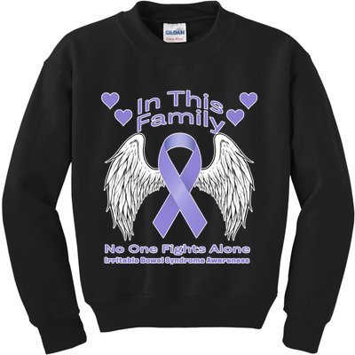 Irritable Bowel Syndrome Awareness Angle Wings No Fights Alone Kids Sweatshirt