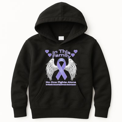 Irritable Bowel Syndrome Awareness Angle Wings No Fights Alone Kids Hoodie