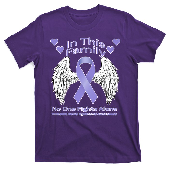 Irritable Bowel Syndrome Awareness Angle Wings No Fights Alone T-Shirt