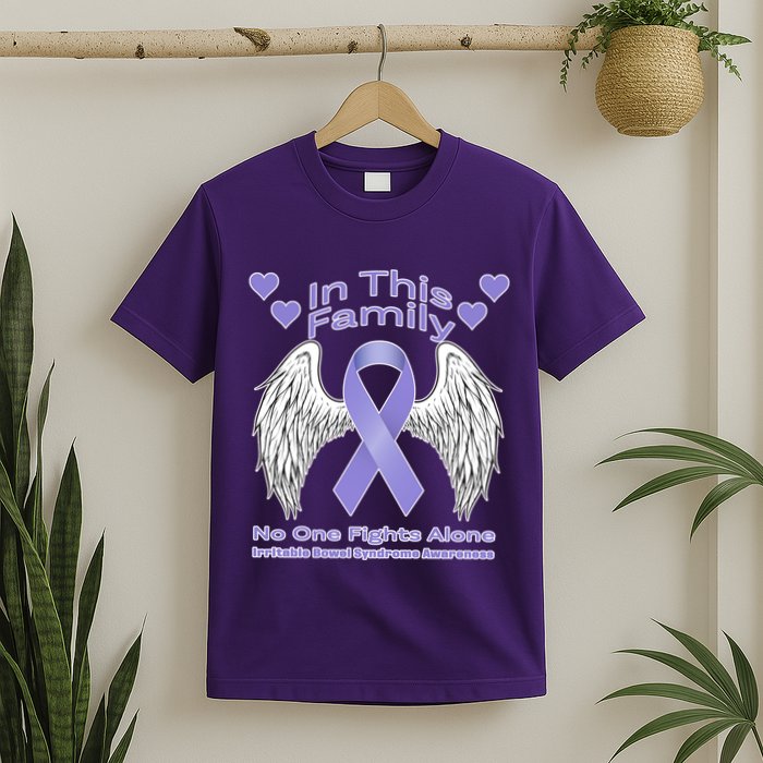 Irritable Bowel Syndrome Awareness Angle Wings No Fights Alone T-Shirt