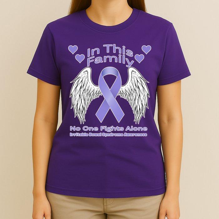 Irritable Bowel Syndrome Awareness Angle Wings No Fights Alone T-Shirt
