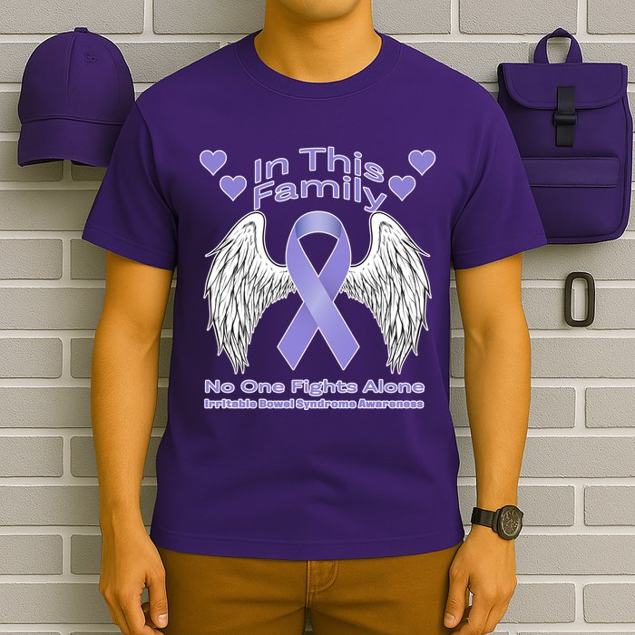 Irritable Bowel Syndrome Awareness Angle Wings No Fights Alone T-Shirt