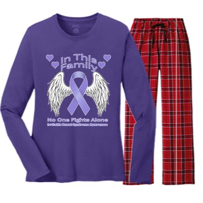 Irritable Bowel Syndrome Awareness Angle Wings No Fights Alone Women's Long Sleeve Flannel Pajama Set 