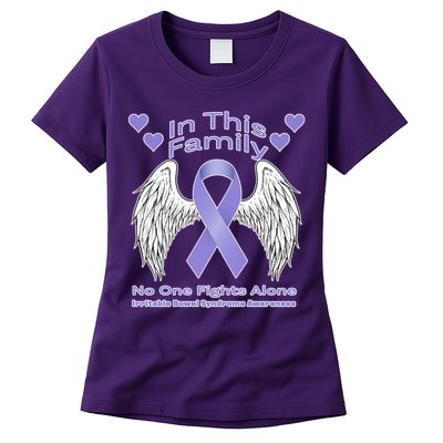 Irritable Bowel Syndrome Awareness Angle Wings No Fights Alone Womens T-Shirt