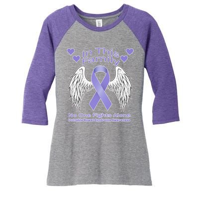 Irritable Bowel Syndrome Awareness Angle Wings No Fights Alone Women's Tri-Blend 3/4-Sleeve Raglan Shirt