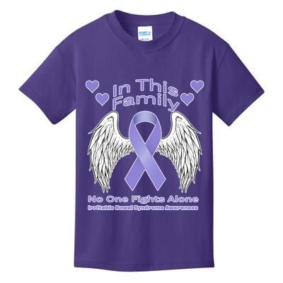 Irritable Bowel Syndrome Awareness Angle Wings No Fights Alone Kids T-Shirt