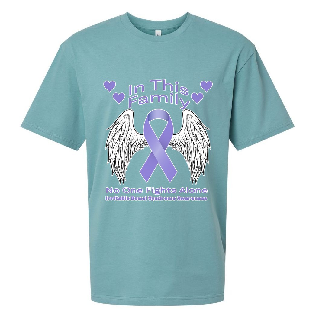 Irritable Bowel Syndrome Awareness Angle Wings No Fights Alone Sueded Cloud Jersey T-Shirt